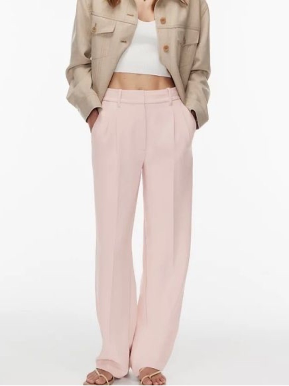 Wilfred Aritzia Effortless Pant in Blush Pink